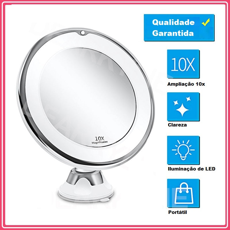 Espelho profissional para maquiagem com LED e Ampliação 10x